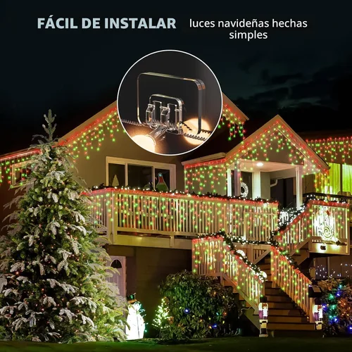 Vista 5 de Ganchos para Luces de Cadena para Exteriores - Paquete de 100 con Tiras Adhesivas - Sin Daños, Sin Herramientas, Sin Agujeros, Impermeables