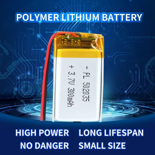 Vista 3 de 3.7V 300mAh Batería 502035 Li-ion Li-ion Li-Po recargable de iones de litio con conector de paso 2P PH 0.079 in