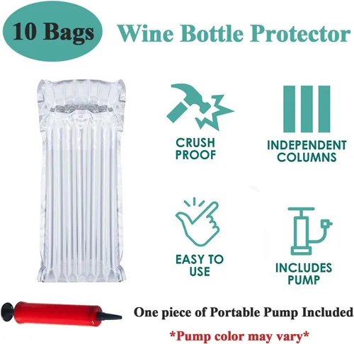 Vista 3 de Bolsas protectoras para botellas de vino, paquete de 10 bolsas de embalaje de seguridad para botellas de vidrio en transporte con equipaje con bomba