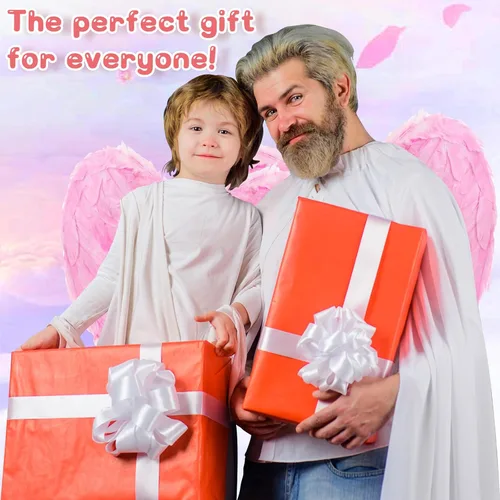 Vista 6 de Leitee Juego de disfraz de Cupido para el día de San Valentín, con lazo, kit de accesorios de disfraz de cupido, alas y flechas para niñas