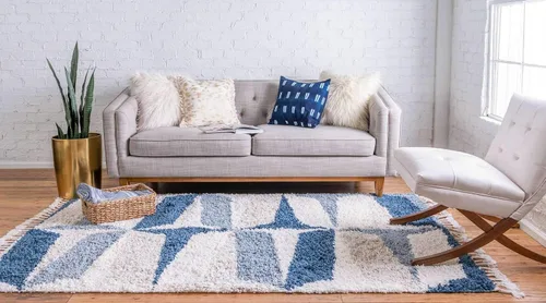 Vista 3 de Unique Loom Hygge Shag Collection - Alfombra moderna de inspiración marroquí, diseño geométrico, felpa y acogedora
