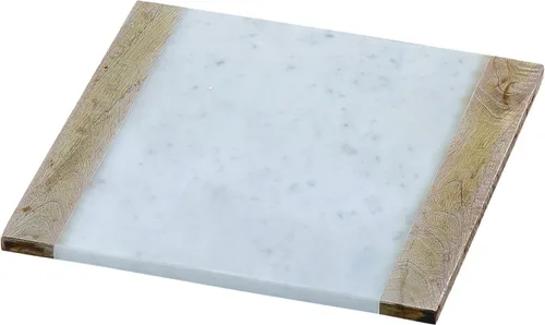 Vista 10 de Creative Home Tabla cuadrada de mármol champán natural de 12 x 12 pulgadas para servir queso, plato de postre Champán (Beige)