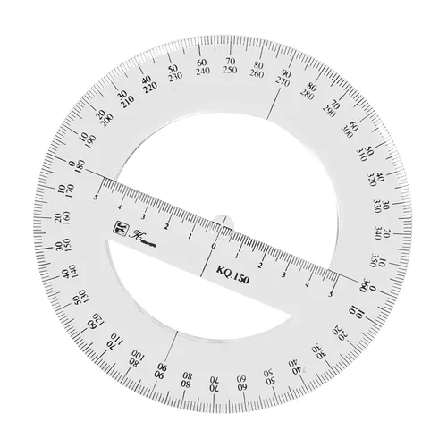 Vista 8 de SEIWEI Transportador de 360 grados, regla circular matemática de 7.8 pulgadas, herramienta de medición de ángulo de plástico transparente con escala