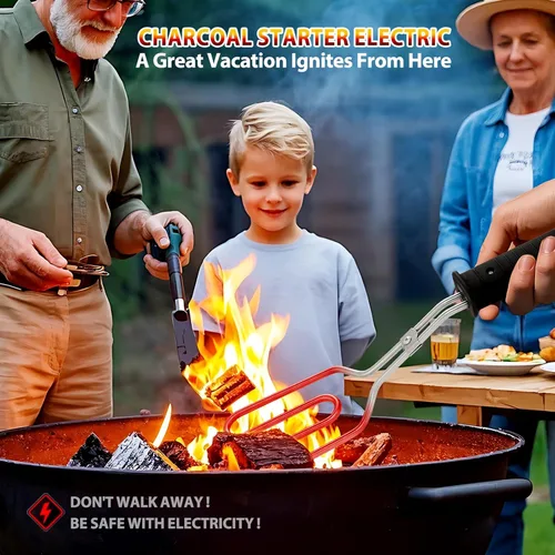 Vista 7 de Arrancador eléctrico de carbón de 650 W, encendedor de fuego para barbacoa, parrilla, chimenea, ahumador, fogatas, briquetas de encendido rápido