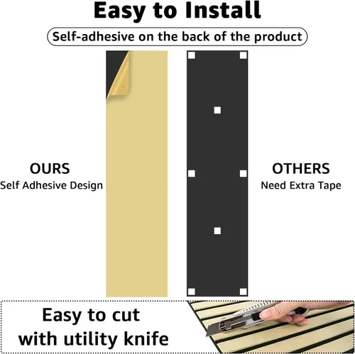 Vista 2 de Paquete de 10 paneles acústicos, paneles de pared insonorizados de 48" X 12" X 0.43", tratamiento acústico autoadhesivo de alta densidad
