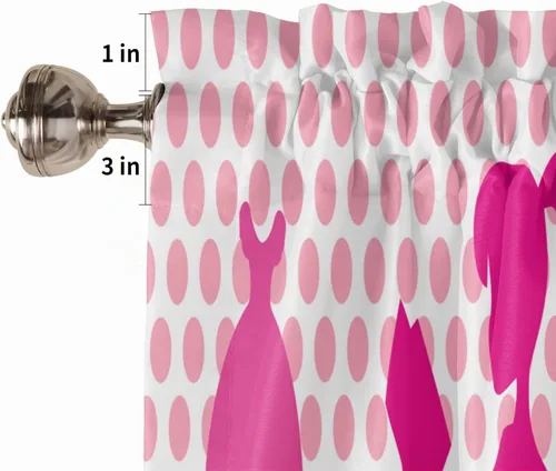 Vista 3 de Cenefa de ventana rosa para mujer, para sala de estar, cortina para dormitorio, baño, tratamiento de ventana con bolsillo para barra, decoración