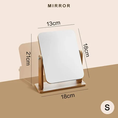 Vista 3 de Tocador HD con base de madera, espejo de maquillaje para dormitorio de niña, giratorio de 360°, espejo de afeitado de escritorio, adornos