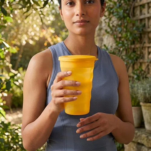 Vista 6 de Tupperware Brand Impressions - Juego de 4 vasos de 16 onzas, aptos para lavavajillas y sin BPA, vasos de plástico reutilizables sin desorden