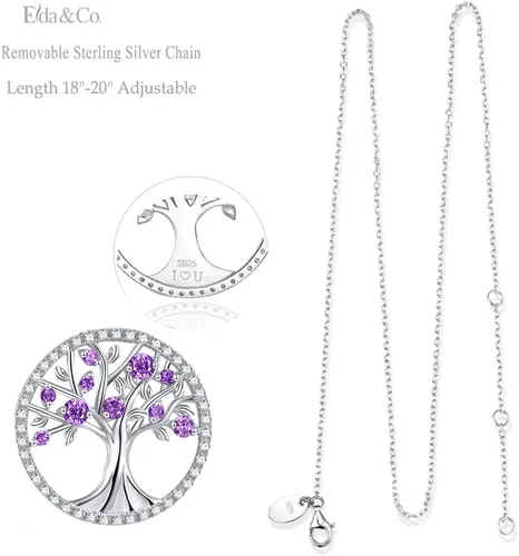 Vista 3 de Collar de árbol de la vida para mujer, collar de perlas esmeralda piedras natales de mayo, junio, para esposa, mamá, regalos de cumpleaños