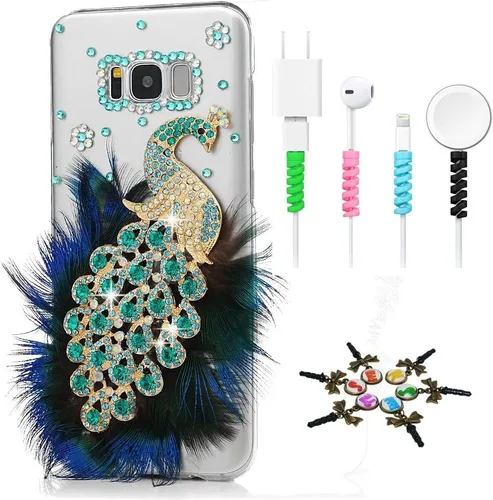 Vista 10 de Sparkle Funda compatible con Samsung Galaxy J2 Prime – Elegante funda con diseño de flores brillantes 3D hecha a mano con protector de cable