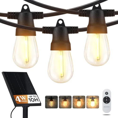 Vista 16 de Brightech Ambience - Cadena de luces híbridas para exteriores, doble enchufe y tira de luces LED impermeables con energía solar para exteriores, 27