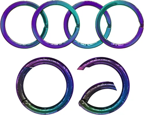 Vista 18 de Kit de llavero circular, mosquetón, conjunto de anillos o de tamaño universal, anillos fuertes redondos