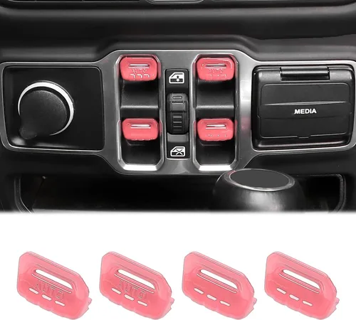 Vista 11 de Cubierta de botón para interruptor de ventana, accesorios interiores para Jeep Wrangler JL JLU y Gladiator JT 2018-2025 (verde)