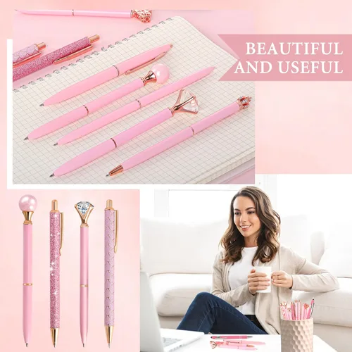 Vista 3 de DAIKOYE Juego de 10 Bolígrafos Favores de Fiesta para Niños Regalos Rosados Bolígrafos Rosados para Mujeres Niñas Suministros de Oficina Suministros