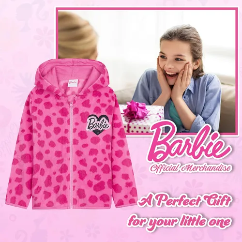 Vista 6 de Barbie Chaqueta para niñas Chaquetas de forro polar con capucha rosa para niñas