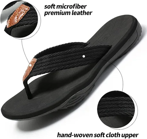 Vista 4 de MGGMOKAY Sandalias cómodas para hombre, sandalias con soporte de arco, sandalias casuales con correa en T para hombre, zapatos de playa de verano