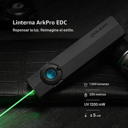 Vista 2 de OLIGHT ArkPro EDC linterna plana recargable, luz de bolsillo, negro NW