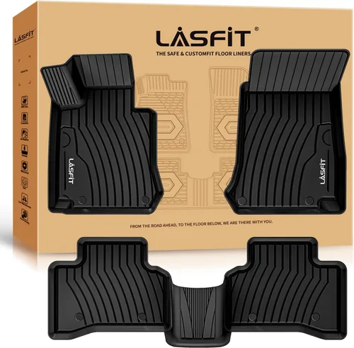Vista 43 de LASFIT - Tapetes de suelo y maletero de auto, ajuste personalizado, de TPE, para todo tipo de clima, impermeable, juego completo, negros
