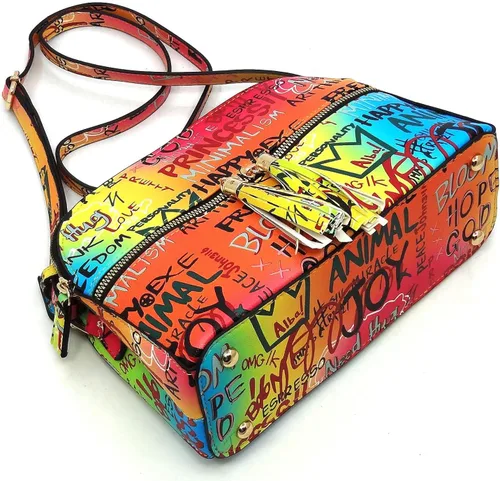 Vista 5 de Bolso cruzado con cremallera y fleco, multigraffiti para latas de aerosol, bolsa de graffiti para graffiti