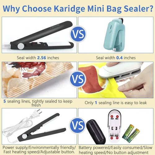 Vista 3 de Sellador de Bolsas de Papas Fritas con Sellado Térmico, Gadgets de Cocina, Mini Resellador de Bolsas para Almacenamiento de Alimentos, Sellador