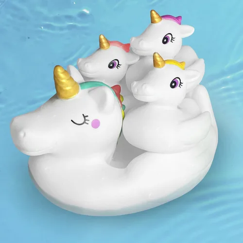 Vista 7 de Juguetes de baño para bebés, bonitos juguetes de baño de unicornio para niños pequeños, juguetes de bañera para niños y niñas, juguetes de ducha