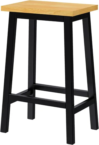 Vista 7 de Solid Wood Bar Stools Set of 2, 25.6in Tall Counter Height Bar Stools with Footrests, Farmhouse Kitchen Counter Stools, Dining Chairs for Table &