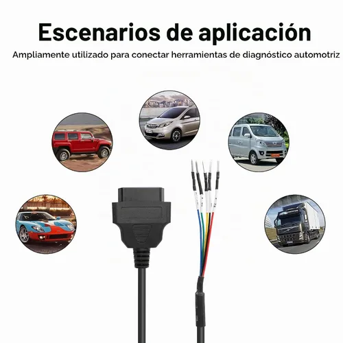 Vista 7 de YACSEJAO OBD2 - Conector hembra de 16 pines, 1 pie OBD2 a 5 pines, cable de probador de puente universal coleta DIY adaptador Mobley