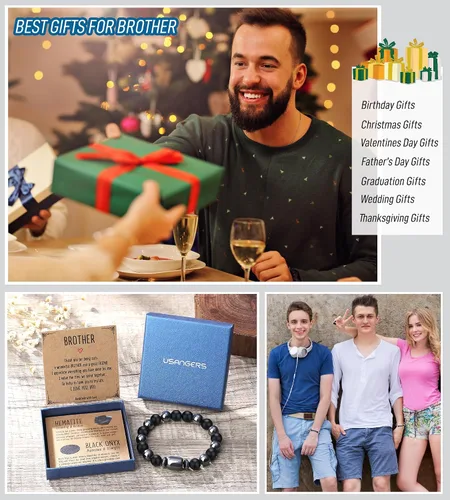 Vista 6 de Pulseras hechas a mano para hombres, regalos geniales para él, novio, marido, papá, hijo, abuelo, nieto, hermano, relleno de calcetines de Navidad