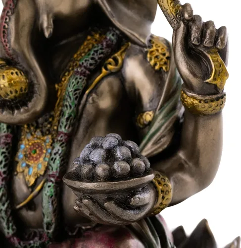 Vista 6 de Elefante hindú miniatura de Ganesha, dios del éxito de 7 a 1/4 de pulgada bronce fundido en polvo real
