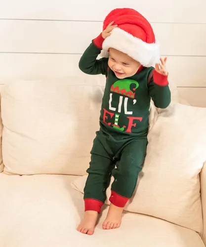 Vista 5 de Lazy One Pijamas de Navidad familiares a juego, pijamas de Navidad a juego con elfo para la familia, camisetas y pantalones para adultos separados