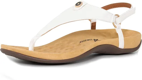 Vista 10 de Athlefit - Sandalias cómodas para mujer con correa en T, con correa trasera, ortopédica, sandalias con soporte ortopédico para el arco del pie