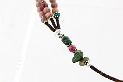 Vista 3 de Grande $380al por menor etiqueta auténtico 3Strand fabricado por Charlene Little Navajo plata turquesa Natural collar de ágata nativo americano rosa