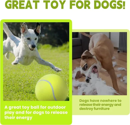 Vista 5 de TYLIN Pelota de tenis gigante para perros de 9.5 pulgadas, divertida pelota de deportes al aire libre, pelotas de tenis grandes amarillas