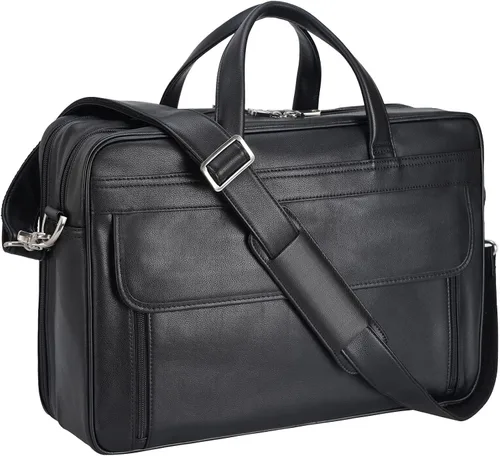 Vista 11 de Masa Kawa Maletín de Cuero para Hombre de 15.6", 17" para Computadora Portátil, Bolso de Negocios, Viaje, Trabajo, Mensajero, Bandolera, Bolso