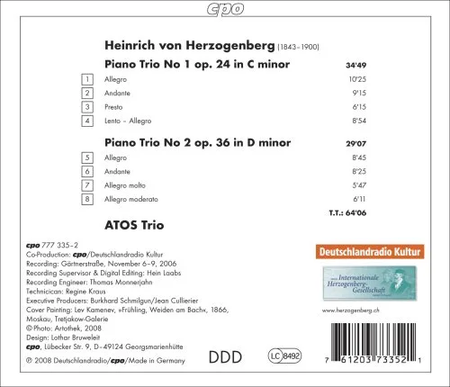 Vista 3 de Herzogenberg Piano Trios 1 & 2