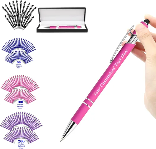 Vista 45 de Bolígrafos personalizados con nombre, bolígrafos personalizados con punta de lápiz digital de 0.020 in, bolígrafo suave al tacto, grabado de texto