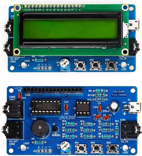 Vista 4 de Kit de práctica de soldadura de entrenamiento de código morse, kit completo de proyecto de soldadura con componentes, PCB y gabinete, perfecto