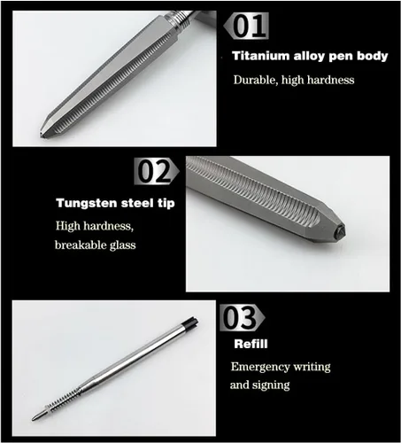 Vista 6 de Bolígrafo de bola de titanio, bolígrafo de bolsillo multifuncional EDC con tapa, bolígrafo de lujo, bolígrafo para firmas de oficina y negocios
