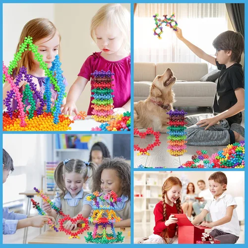 Vista 7 de NEOACT - 200 bloques de construcción para niños, juguetes educativos de construcción Interlocking Plastic Connect Block Manipulatives for