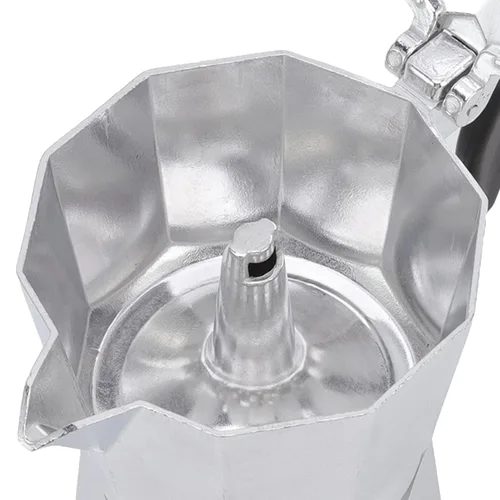 Vista 4 de Olla de café de aleación de aluminio de 5.1 fl oz, cafetera octogonal de 5.1 fl oz, cafetera de estufa para oficina en casa, camping, viajes