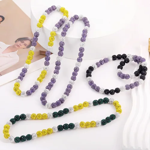 Vista 6 de Collar de Cadena de Béisbol con Perlas para Hombres, Regalos de Collar de Béisbol de la Colección Bling Ice para Niños, Collar de Accesorios