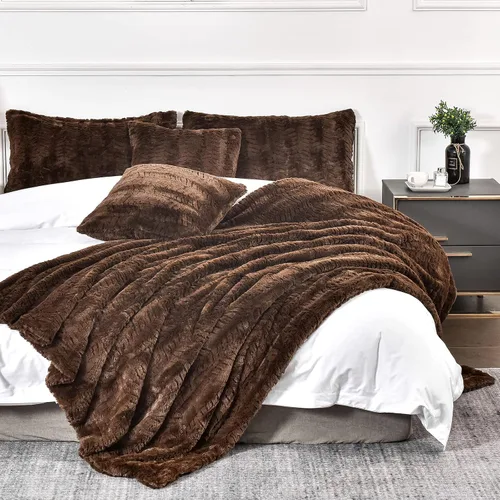 Vista 7 de YUSOKI - Fundas de almohada de pelo sintético de lujo - 18 x 18 pulgadas, juego de 2 - Fundas de almohada decorativas de pelo suave y esponjoso