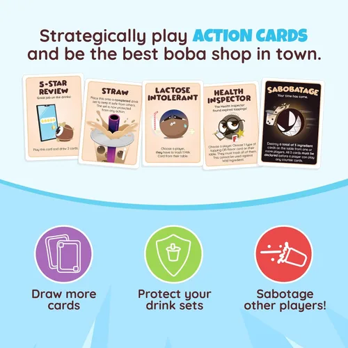 Vista 4 de Sabobatage: El juego de cartas Boba Juego de fiesta fácil y familiar Juegos de cartas para adultos, adolescentes y niños 2-5 jugadores