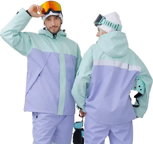 Vista 7 de SNOWVERB Impermeable para hombre y mujer, resistente al viento, con capucha, aislante, unisex, para esquí, snowboard