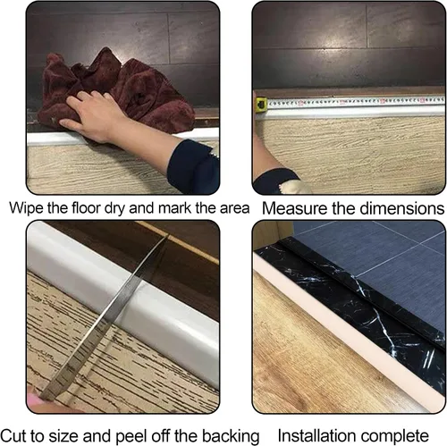 Vista 7 de Protector de presa de agua para umbral de ducha de 39 pulgadas: barrera impermeable de silicona autoadhesiva para borde de fregadero de cocina