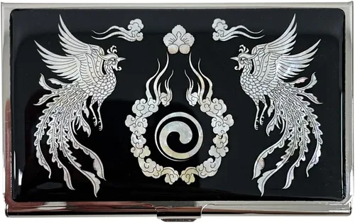 Vista 21 de Estuche para Tarjetas de Visita de Nácar Portador de Tarjetas de Crédito Identificación y Nombre Cartera de Viaje Diseño de Pintura Artística Metal
