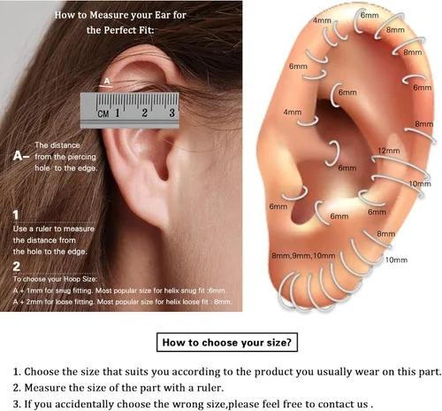 Vista 7 de FUNLMO - Aro de circonia cúbica y ópalo calibre 20G18G16G14G acero quirúrgico 316L aro para nariz tabique cartílago hélice trago joyería de piercing