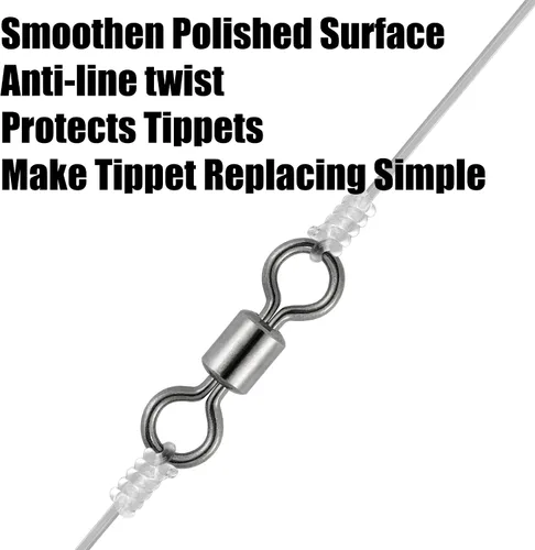 Vista 7 de Dr.Fish Paquete de 50 anillos giratorios de pesca con mosca, anillos sólidos de alta resistencia, conectores de línea de gancho, accesorios de pesca