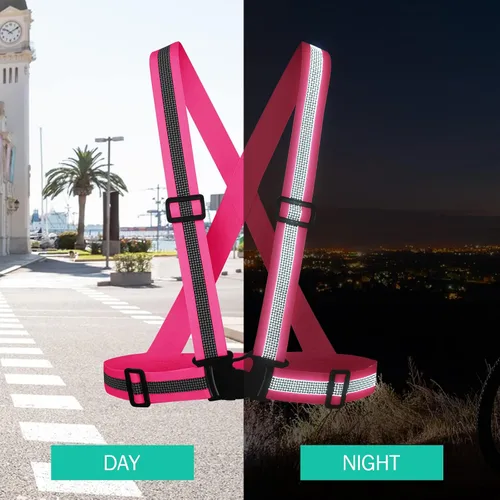 Vista 3 de Chaleco reflectante para correr, correas reflectantes, chaleco de seguridad de alta visibilidad para correr de noche, ciclismo, motocicleta, chaleco