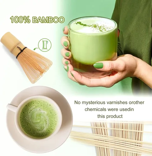 Vista 5 de Maredash Juego de Batidor Matcha, Batidor Matcha, Juego de Matcha, Batidor de Bambú, Kit Matcha, Agitador Matcha Chasen, Hecho de 100% Bambú